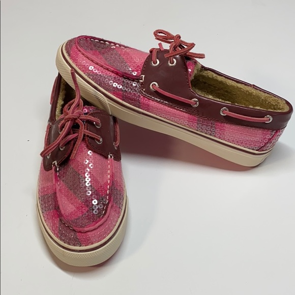 Sperry Shoes - Sperry Top-Sider Pink Sequin Fur Lined Shoes 8
